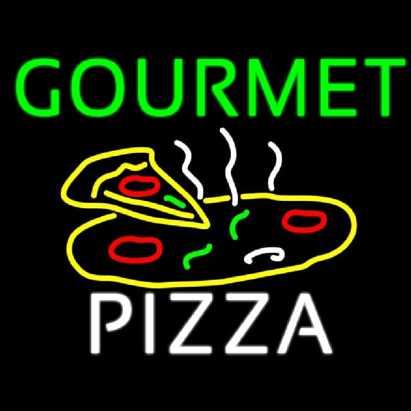 Green Gourmet Pizza Logo Neon Sign