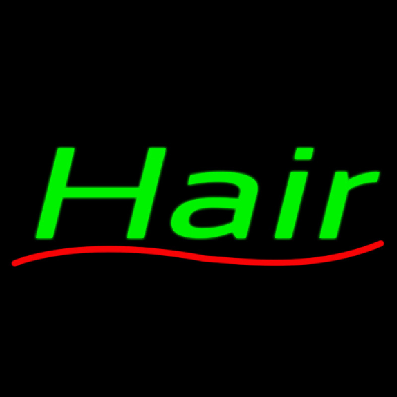 Green Hair Red Wave Line Neon Sign