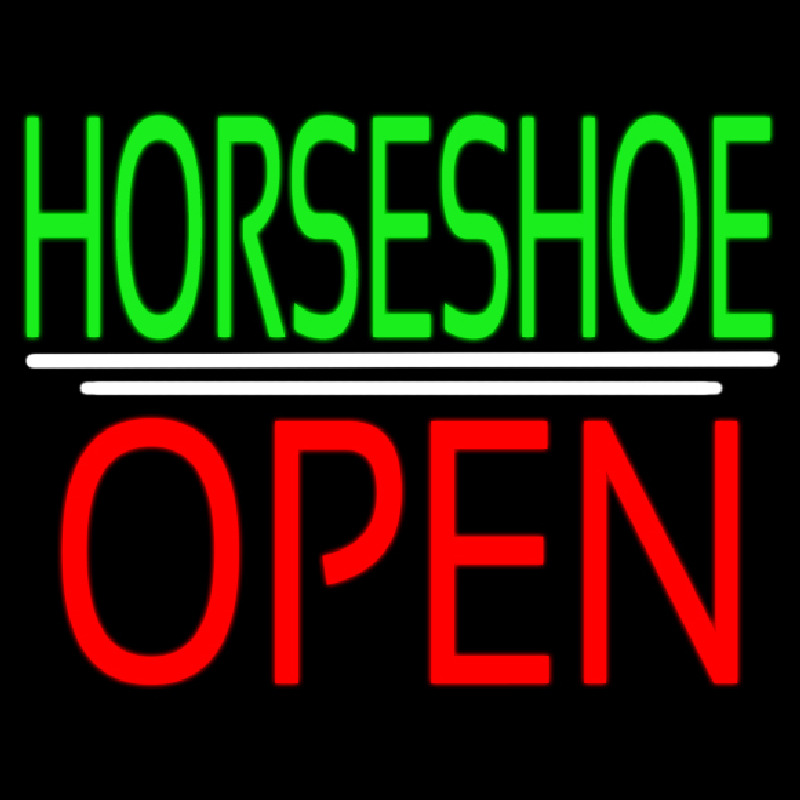 Green Horseshoe Open Neon Sign