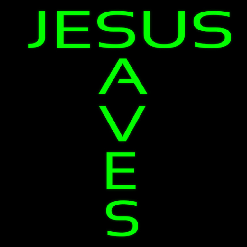 Green Jesus Saves Neon Sign