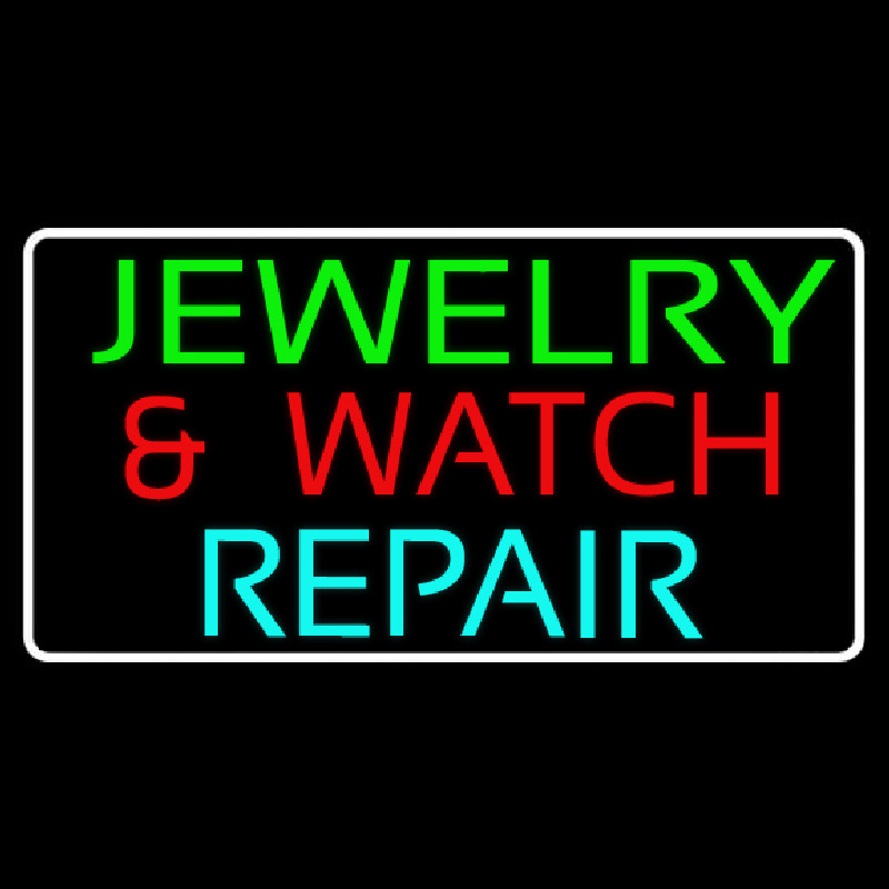 Green Jewelry And Watch Repair Block Neon Sign