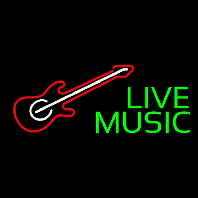 Green Live Music 2 Neon Sign