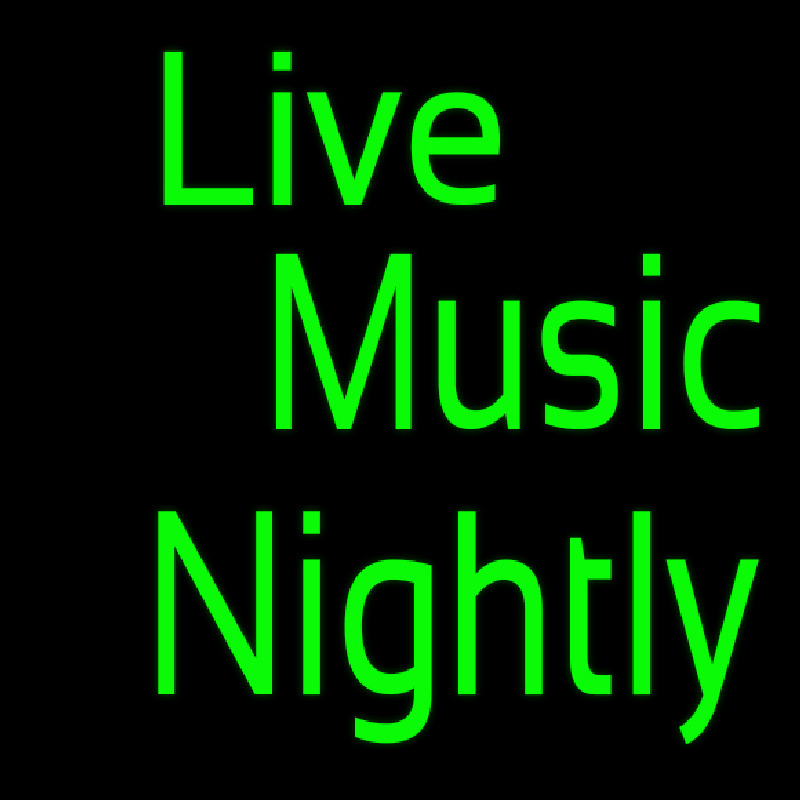 Green Live Music Nightly Block Neon Sign