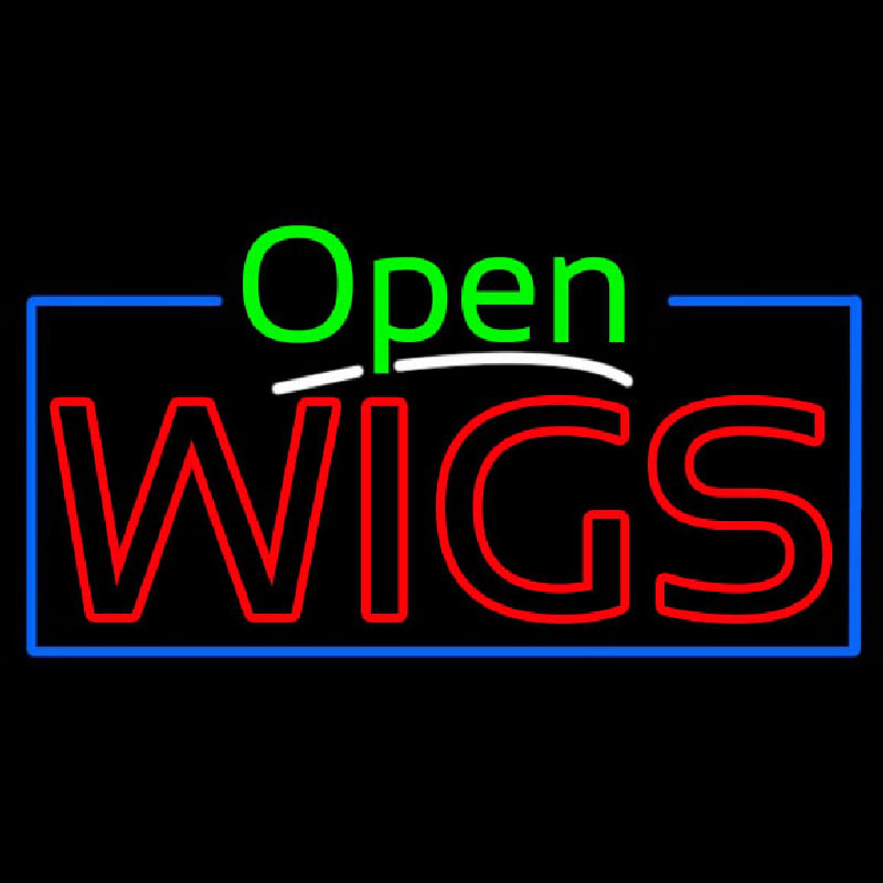 Green Open Double Stroke Wigs Neon Sign
