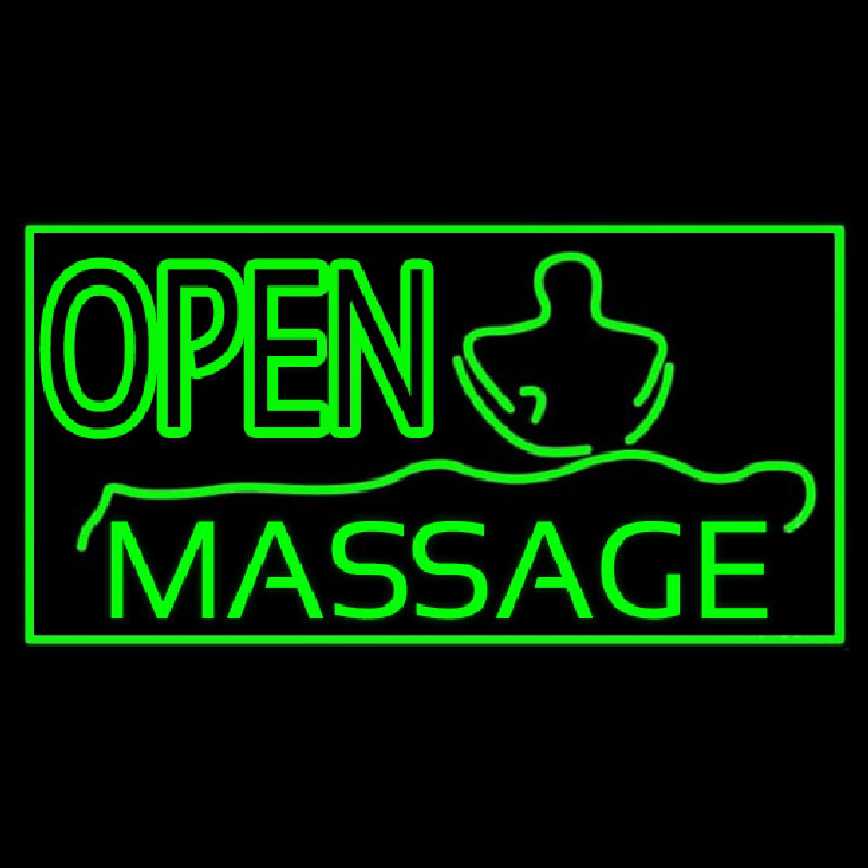 Green Open Massage Neon Sign