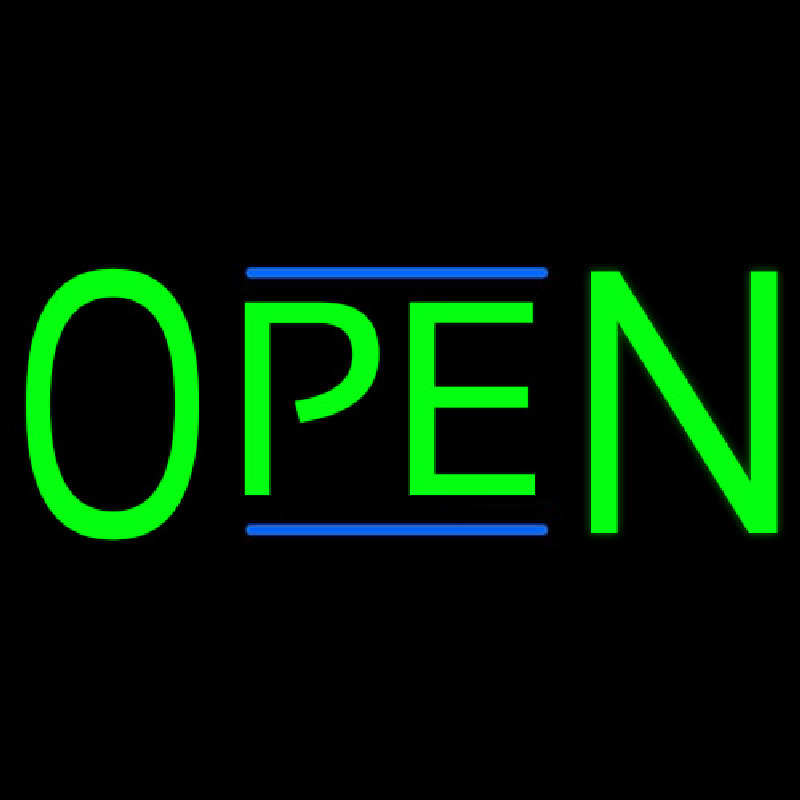 Green Open Neon Sign