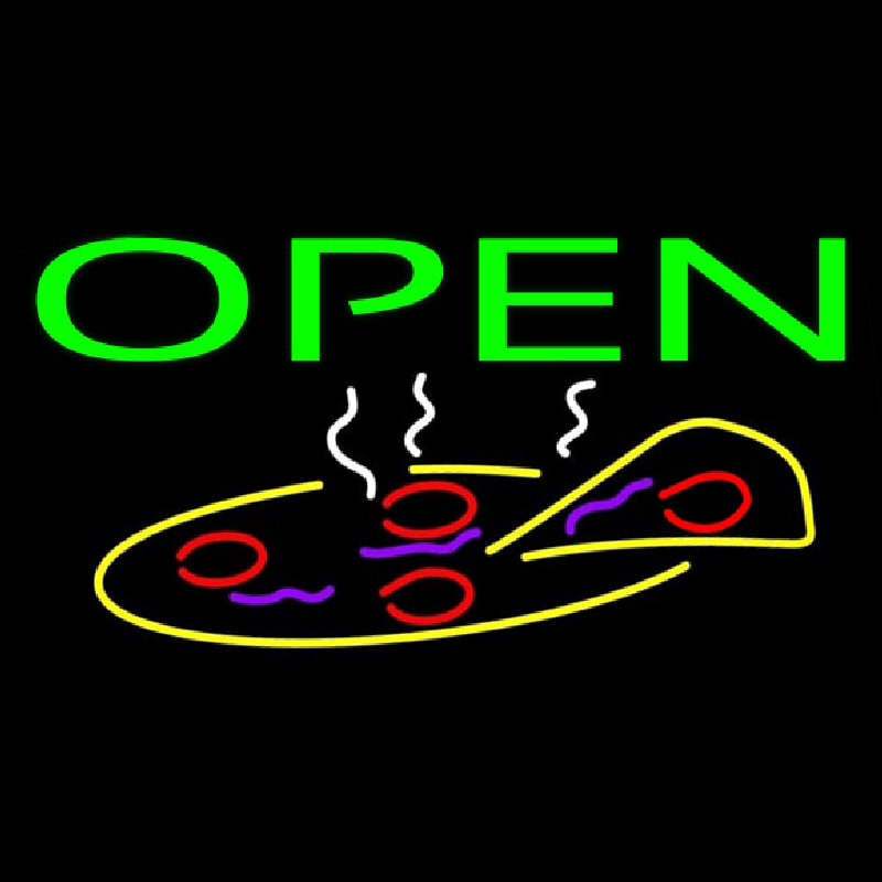 Green Open Pizza Neon Sign