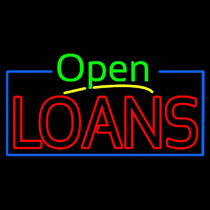 Green Open Red Double Stroke Loans Neon Sign