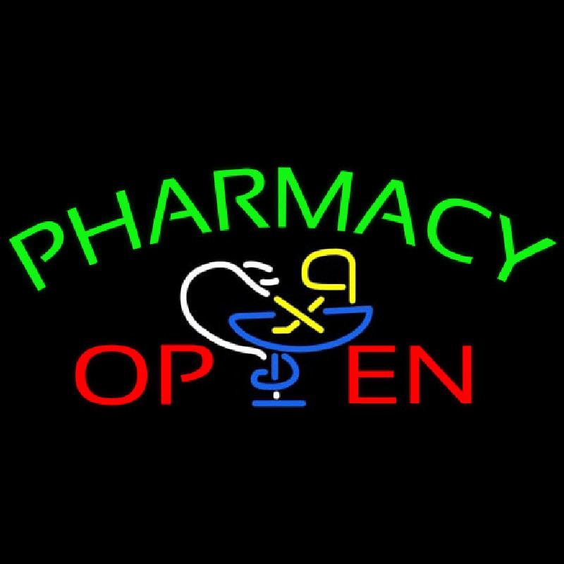 Green Pharmacy Open Neon Sign