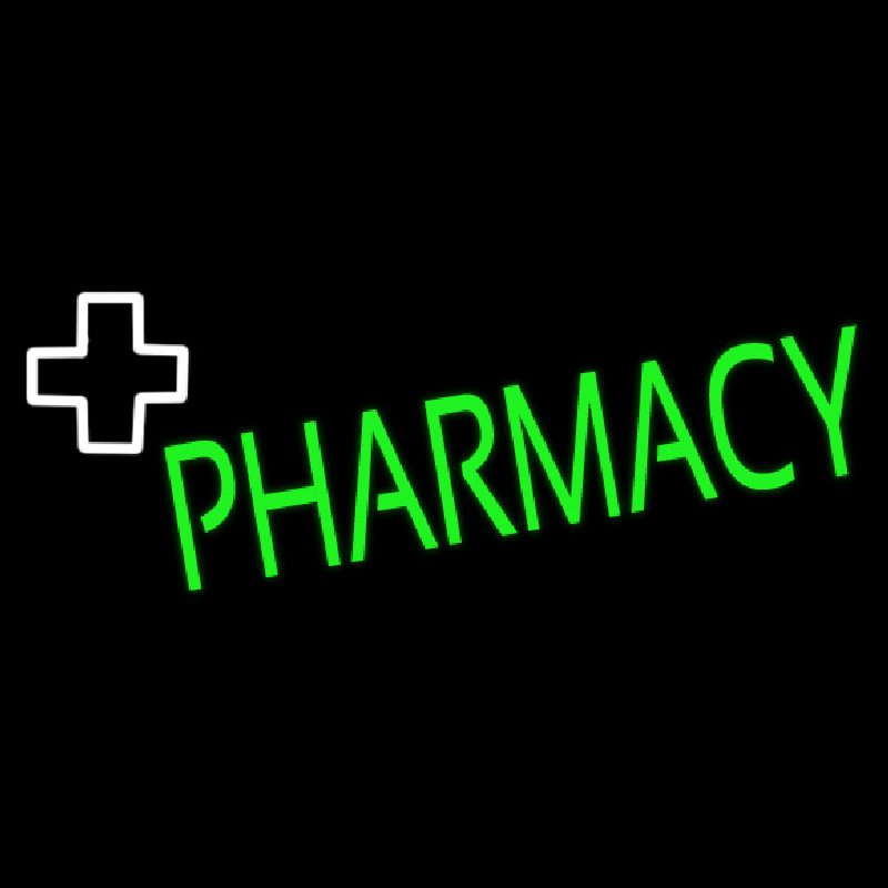 Green Pharmacy With Plus Logo Neon Sign