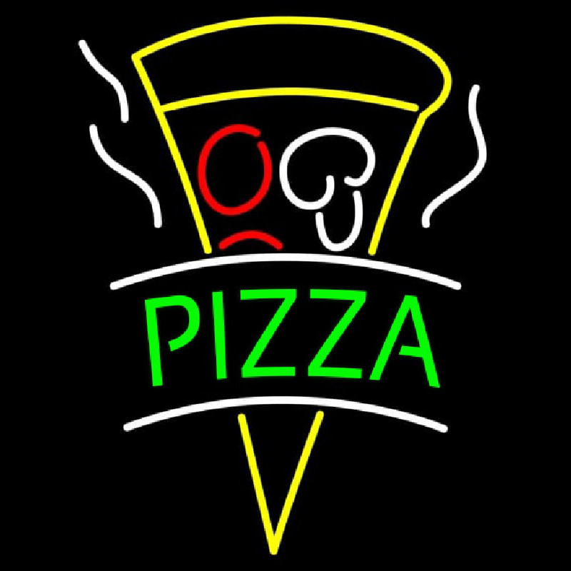 Green Pizza With Logo Neon Sign