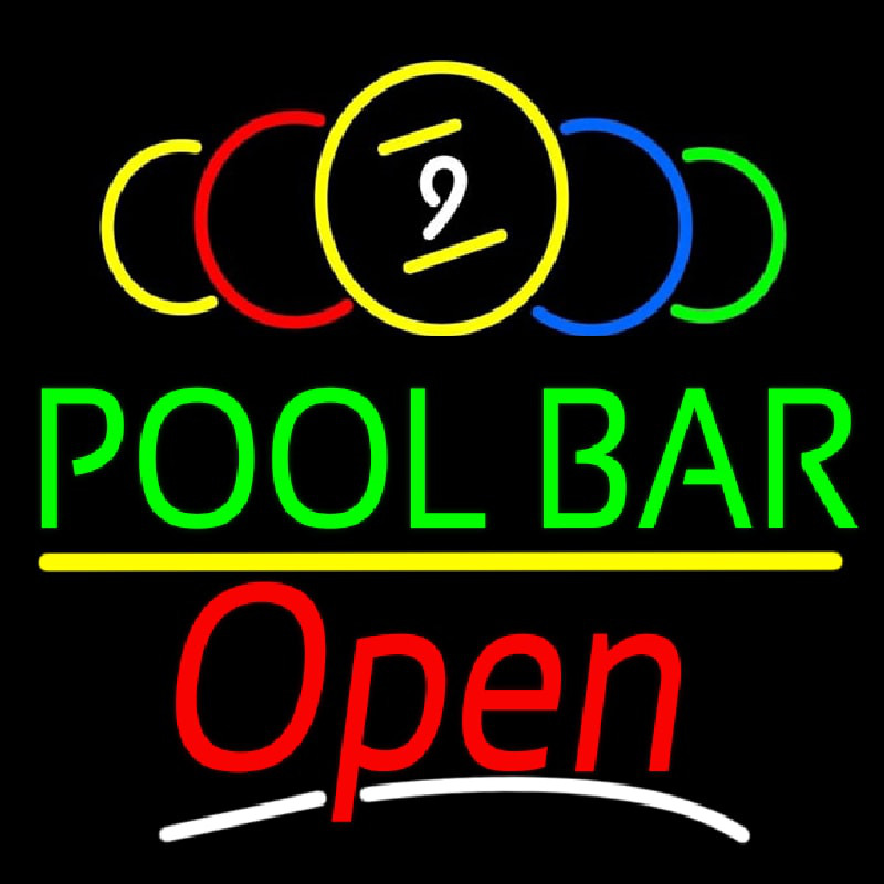 Green Pool Bar Open Neon Sign