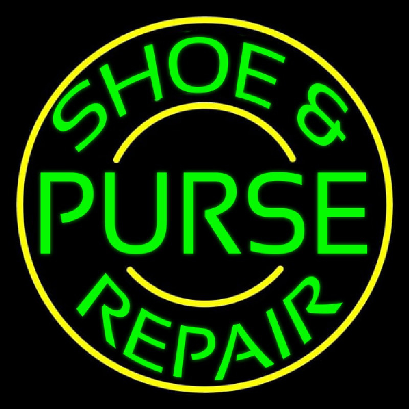 Green Shoe And Purse Repair With Border Neon Sign