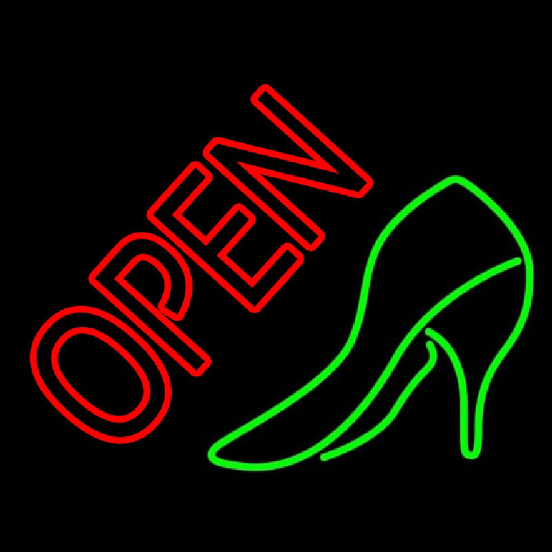 Green Shoe Open Neon Sign