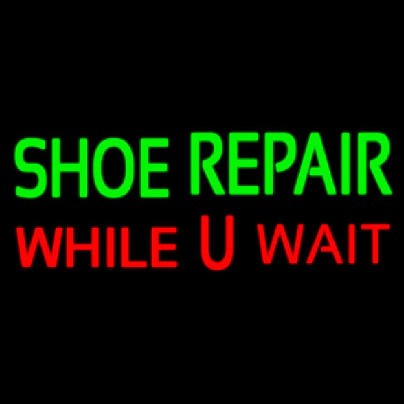 Green Shoe Repair Red While You Wait Neon Sign