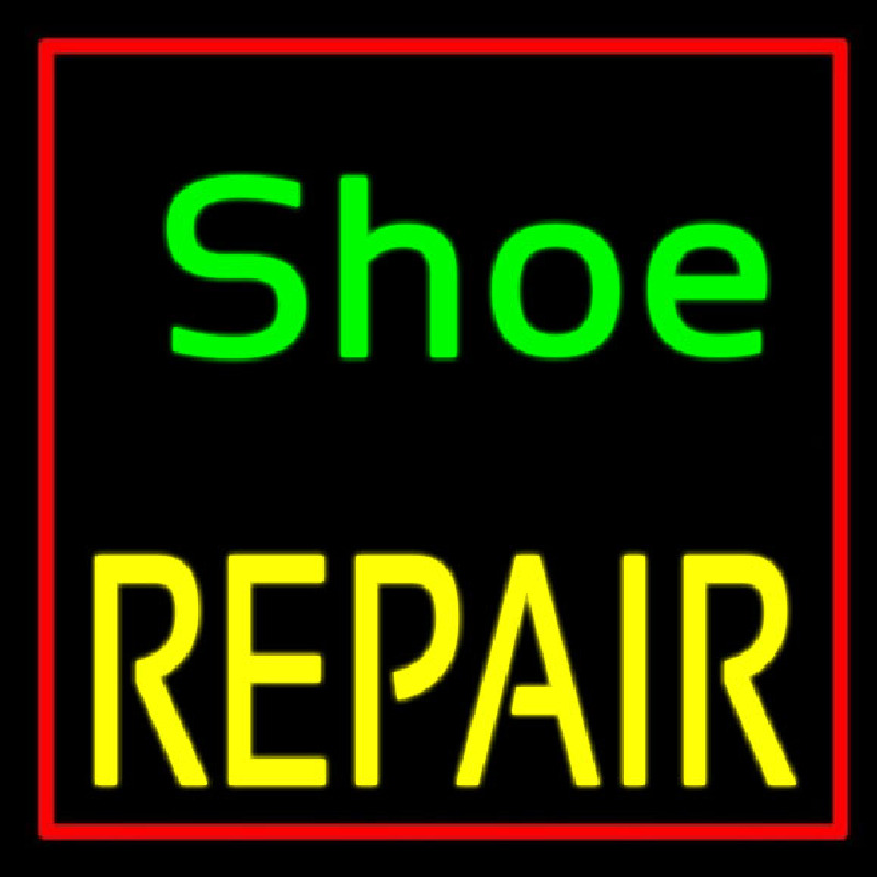 Green Shoe Yellow Repair With Border Neon Sign