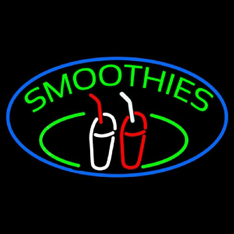 Green Smoothies With Glass Neon Sign