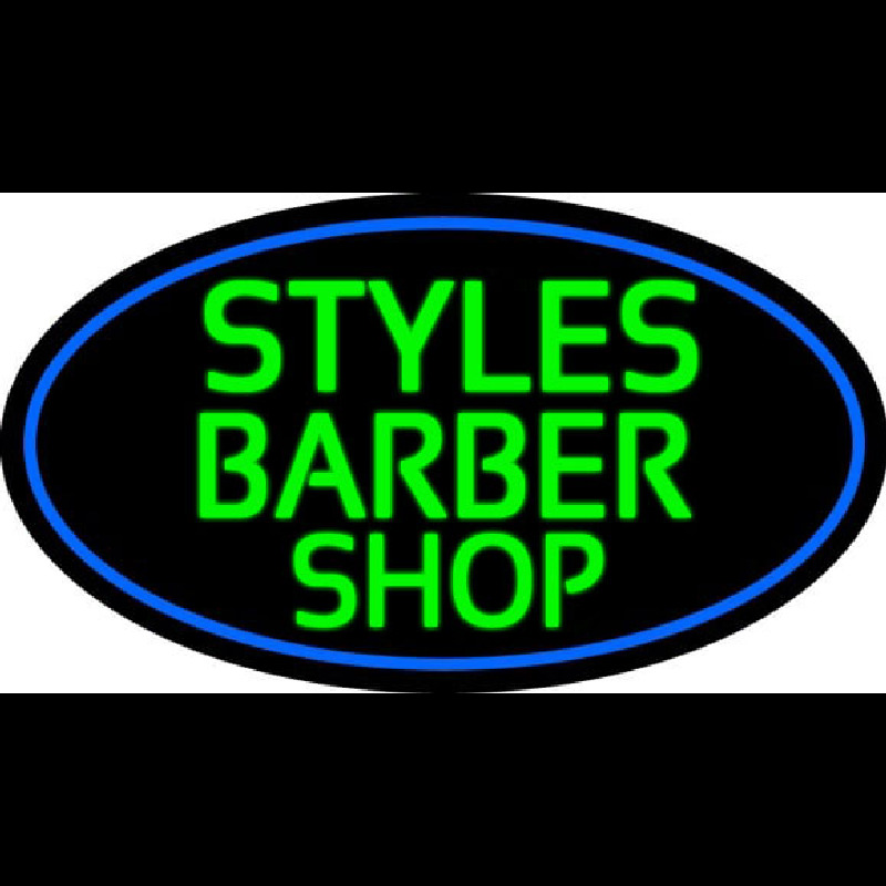 Green Styles Barber Shop With Blue Border Neon Sign