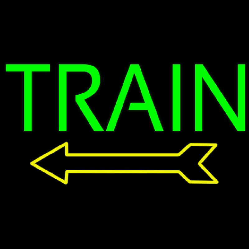 Green Train With Arrow Neon Sign