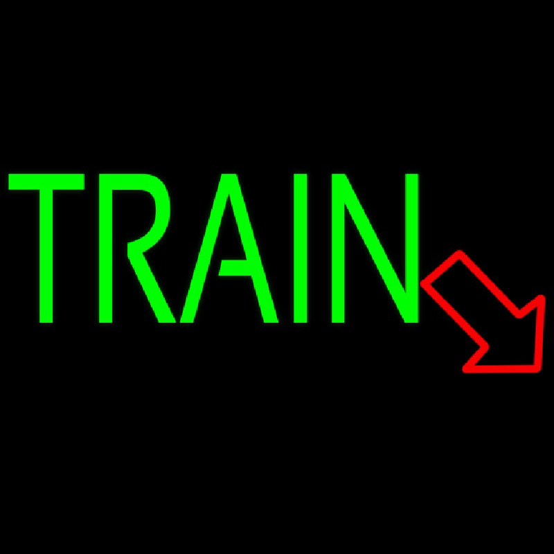 Green Train With Red Arrow Neon Sign