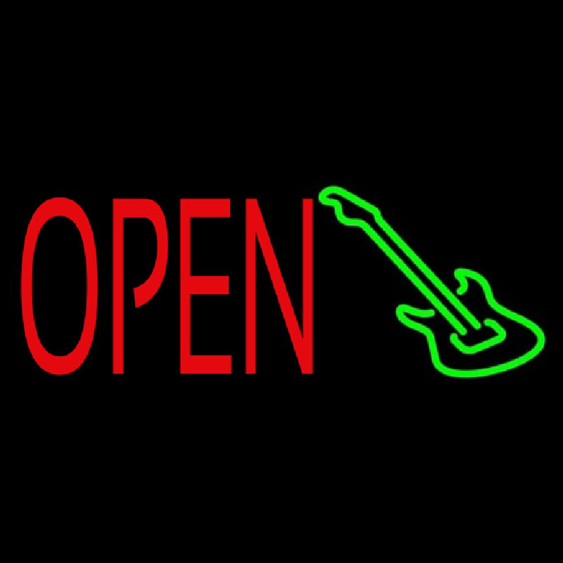 Guitar Open Block 3 Neon Sign