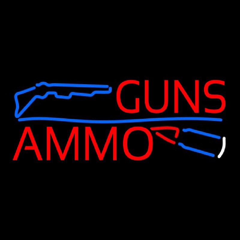 Guns Blue Line Ammo Neon Sign