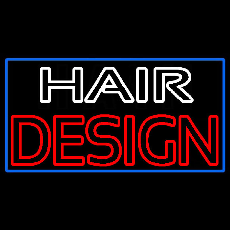Hair Design With Blue Border Neon Sign