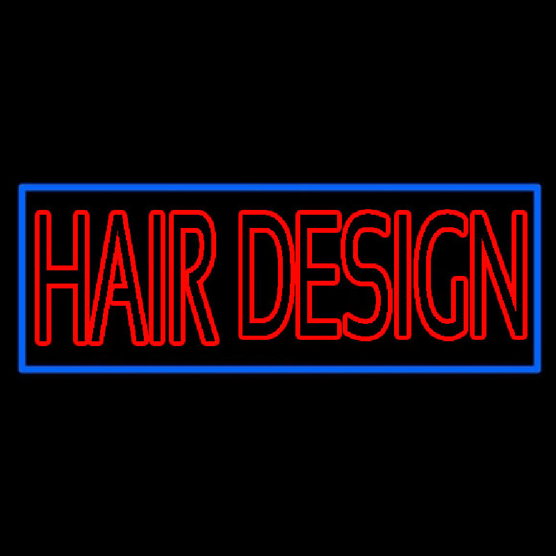 Hair Design With Blue Border Neon Sign