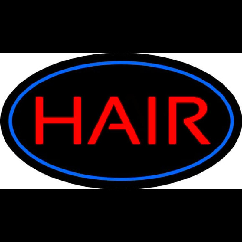 Hair Oval Blue Neon Sign