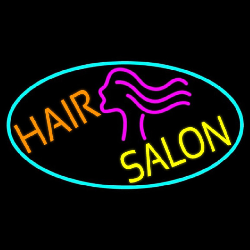 Hair Salon With Girl Logo Neon Sign