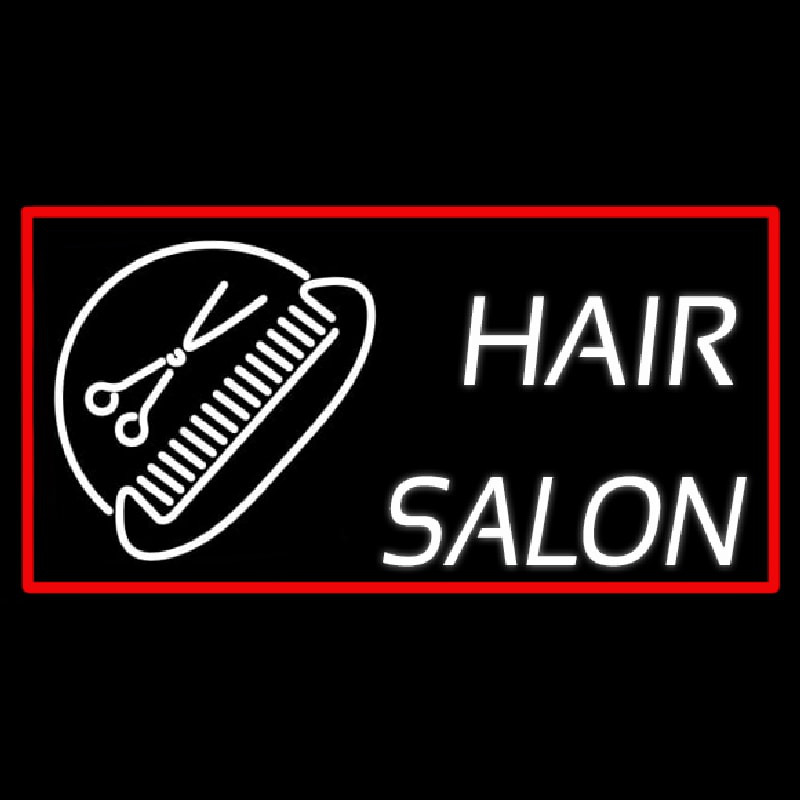 Hair Salon With Scissor And Comb Neon Sign
