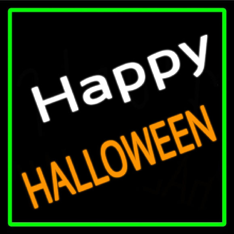 Happy Halloween With Green Border Neon Sign