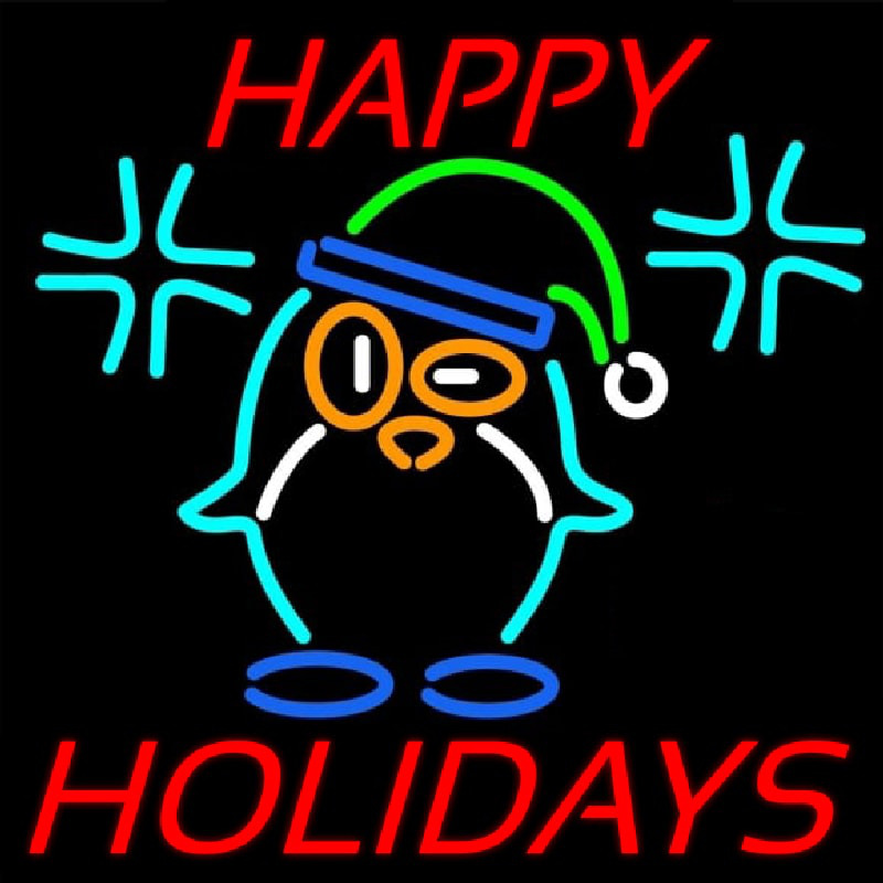 Happy Holidays With Snow Man Logo Neon Sign
