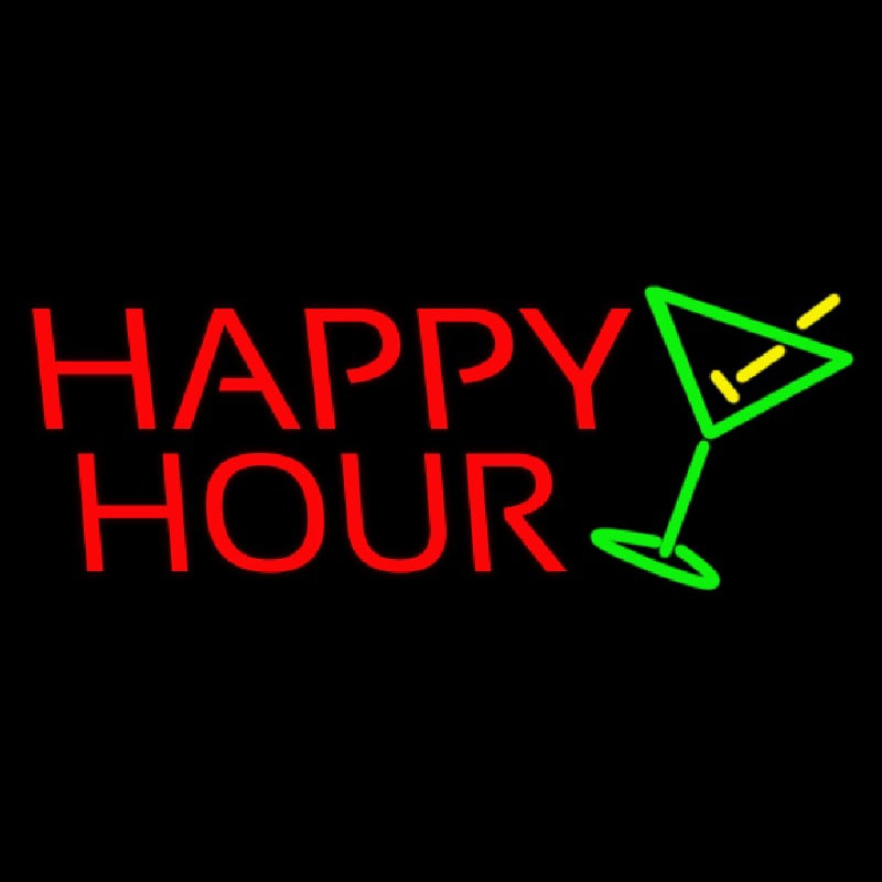 Happy Hour With Martini Glass Neon Sign