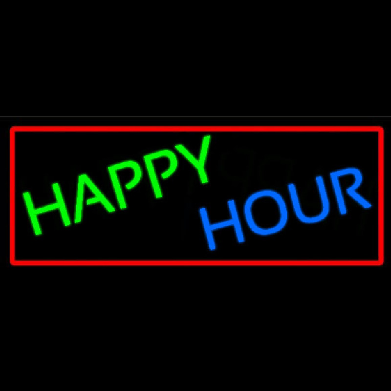 Happy Hours With Red Border Neon Sign