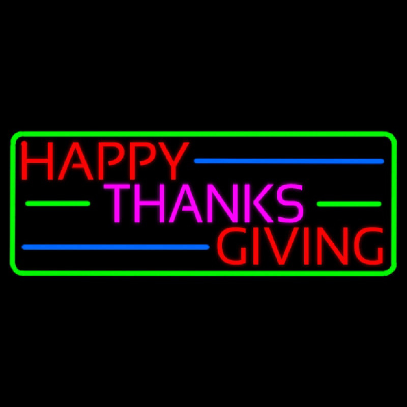 Happy Thanksgiving Block 2 Neon Sign