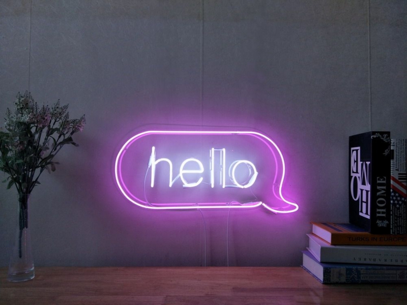 Hello with Bubble Neon Sign