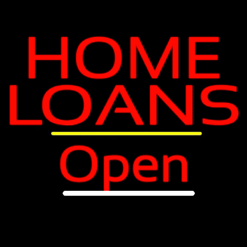 Home Loans Open Yellow Line Neon Sign