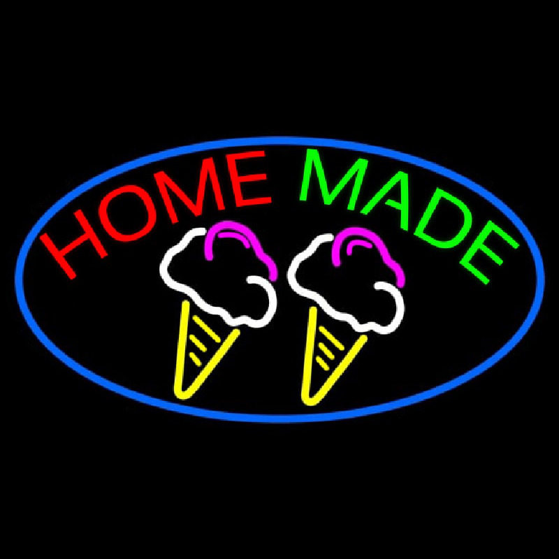 Home Made Ice Cream Cone Neon Sign