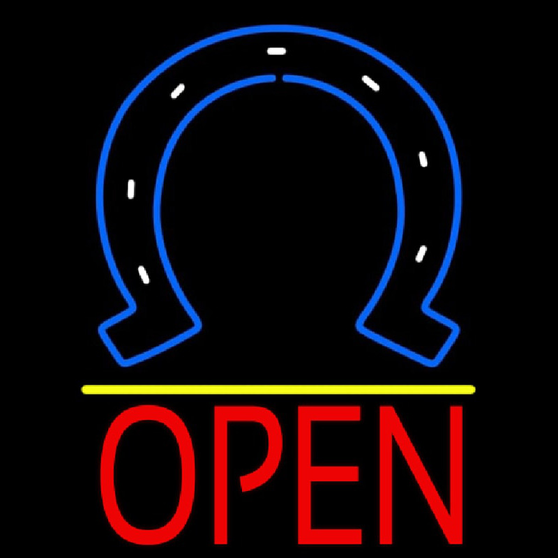 Horseshoe Logo Open Neon Sign