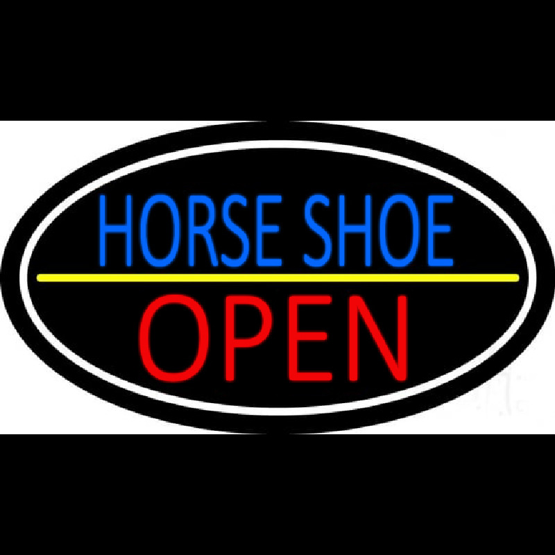 Horseshoe Open With Border Neon Sign