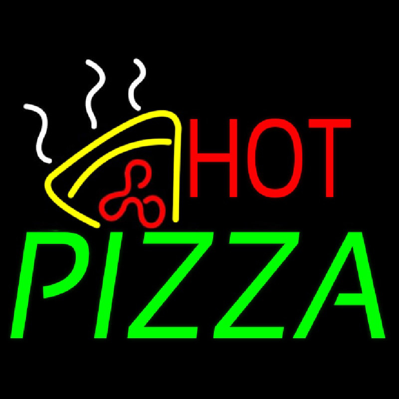 Hot Pizza With Pizza Neon Sign