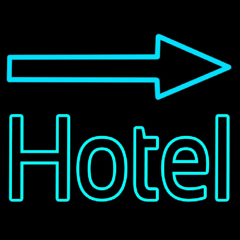 Hotel With Arrow On Top Neon Sign