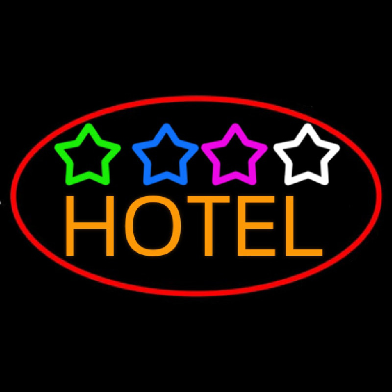 Hotel With Stars Neon Sign