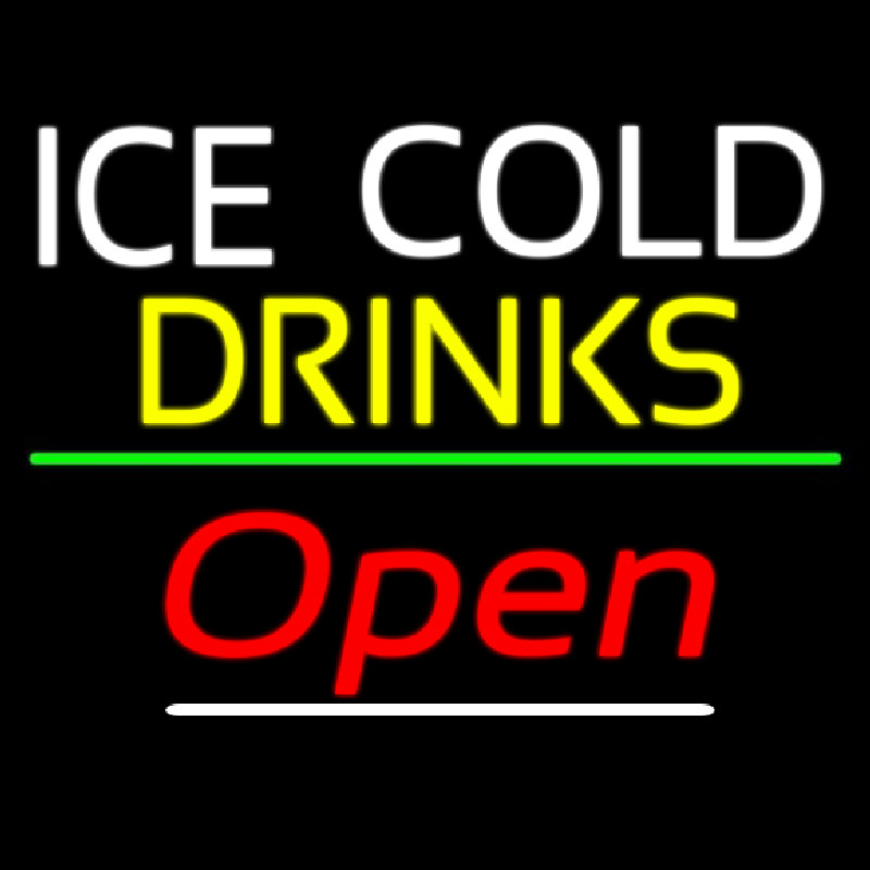 Ice Cold Drinks Open Neon Sign