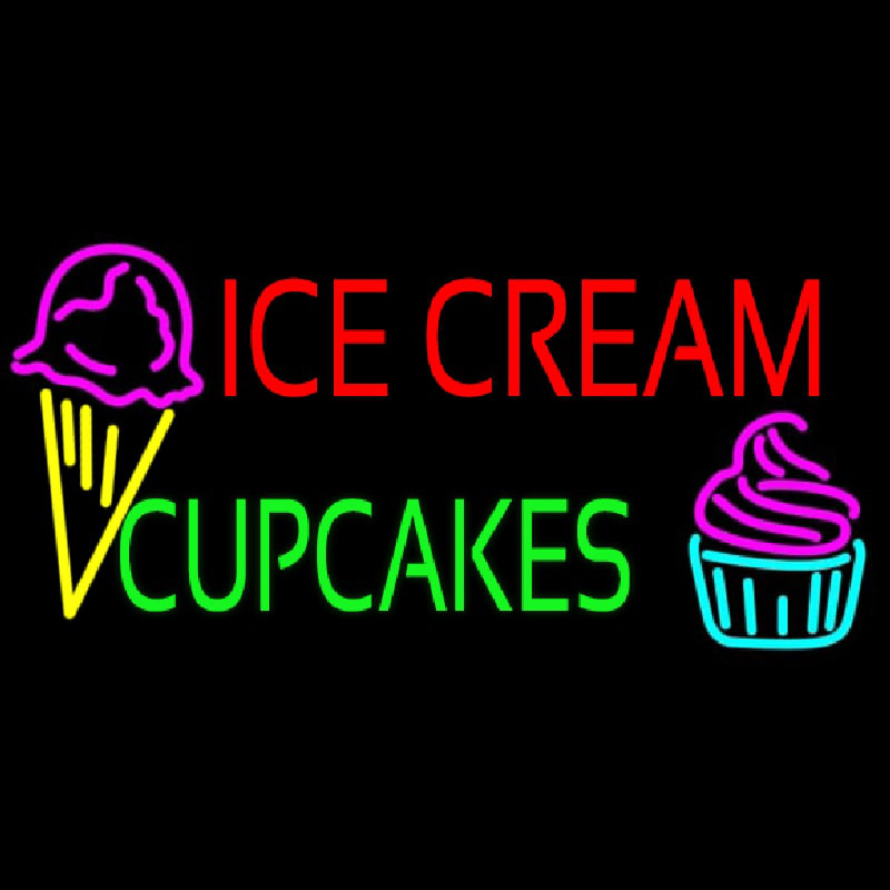 Ice Cream Cupcakes Neon Sign