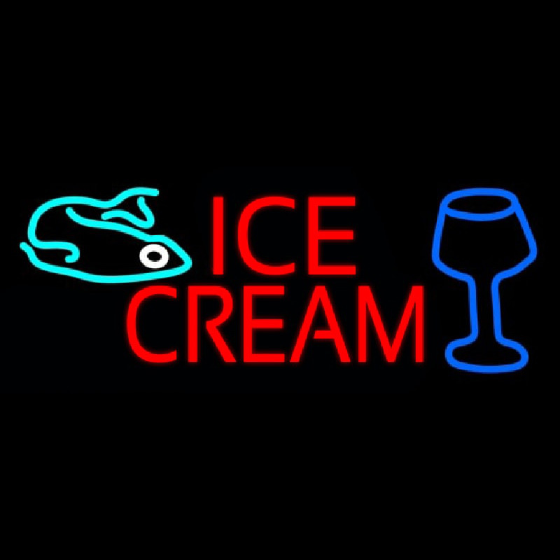 Ice Cream Glass N Fish Neon Sign