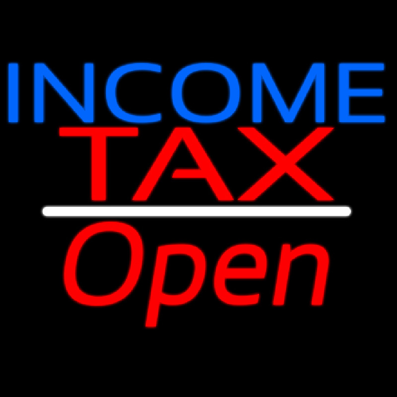 Income Ta  Open White Line Neon Sign