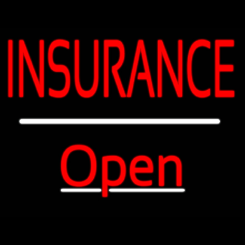 Insurance Open White Line Neon Sign