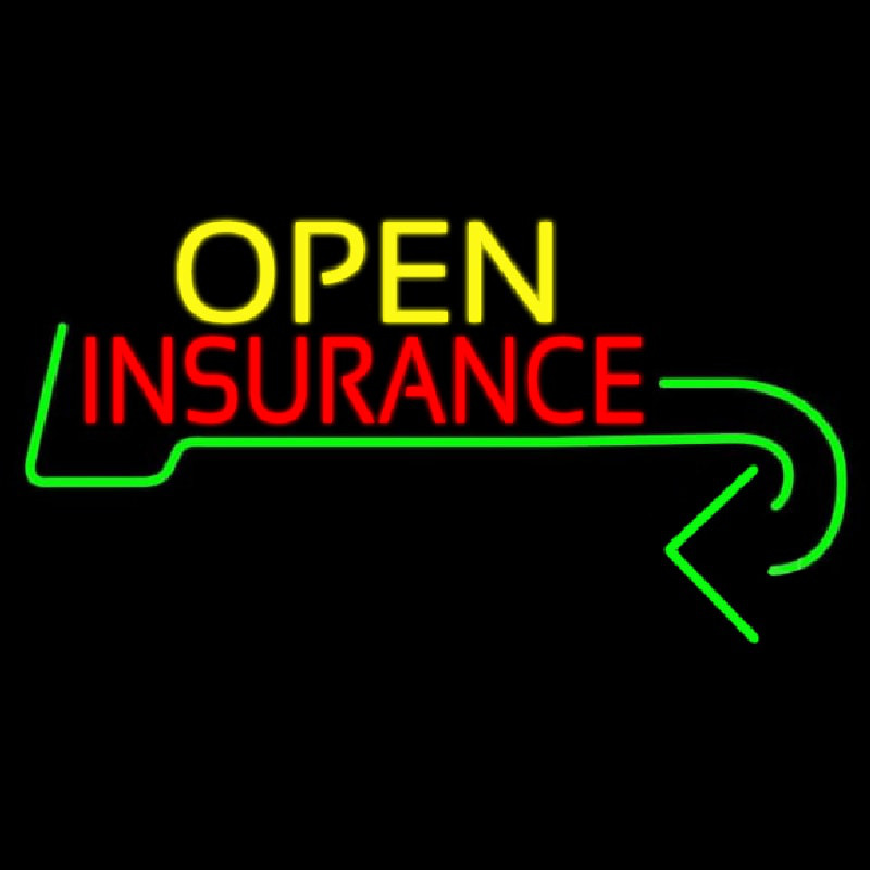 Insurance Open With Arrow Neon Sign